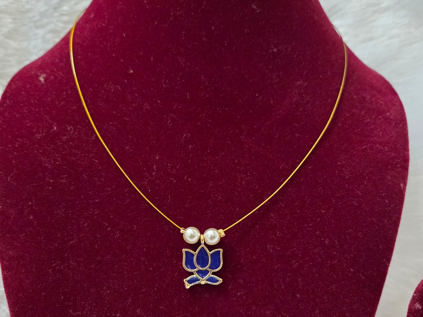 Invisible Necklace with Lotus Pendant