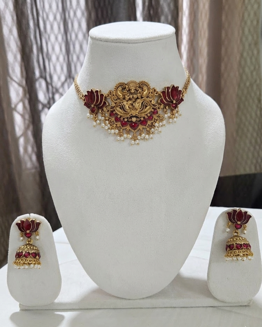 Lakshmi Lotus Chocker with Earrings