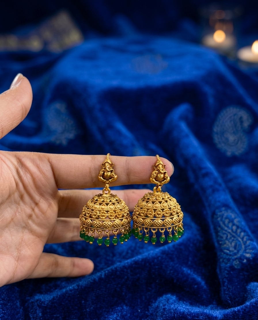Elegant Temple Ganesha Jhumka