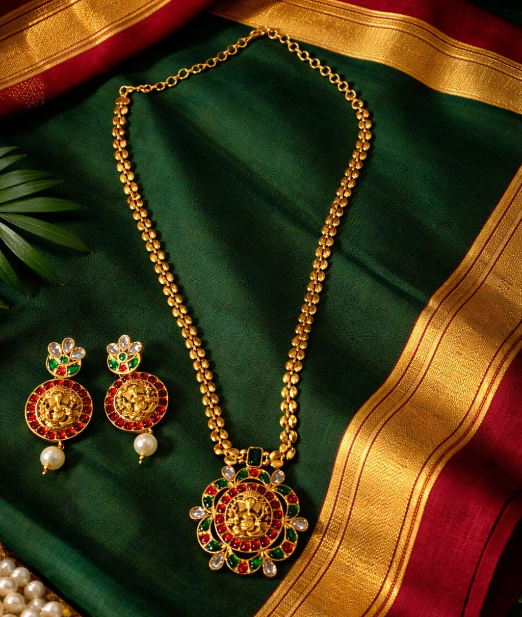 Ganapati Pendant Chain with Earrings
