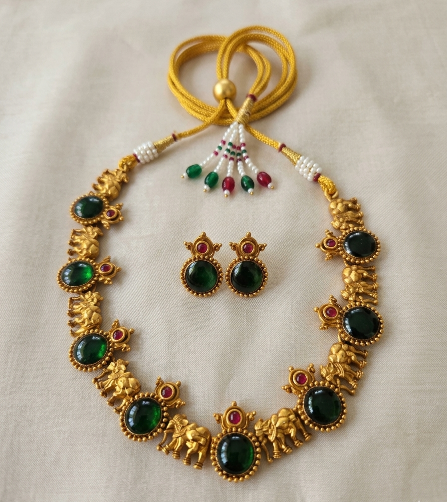 Simple Kemp Multicolor Necklace with Earrings