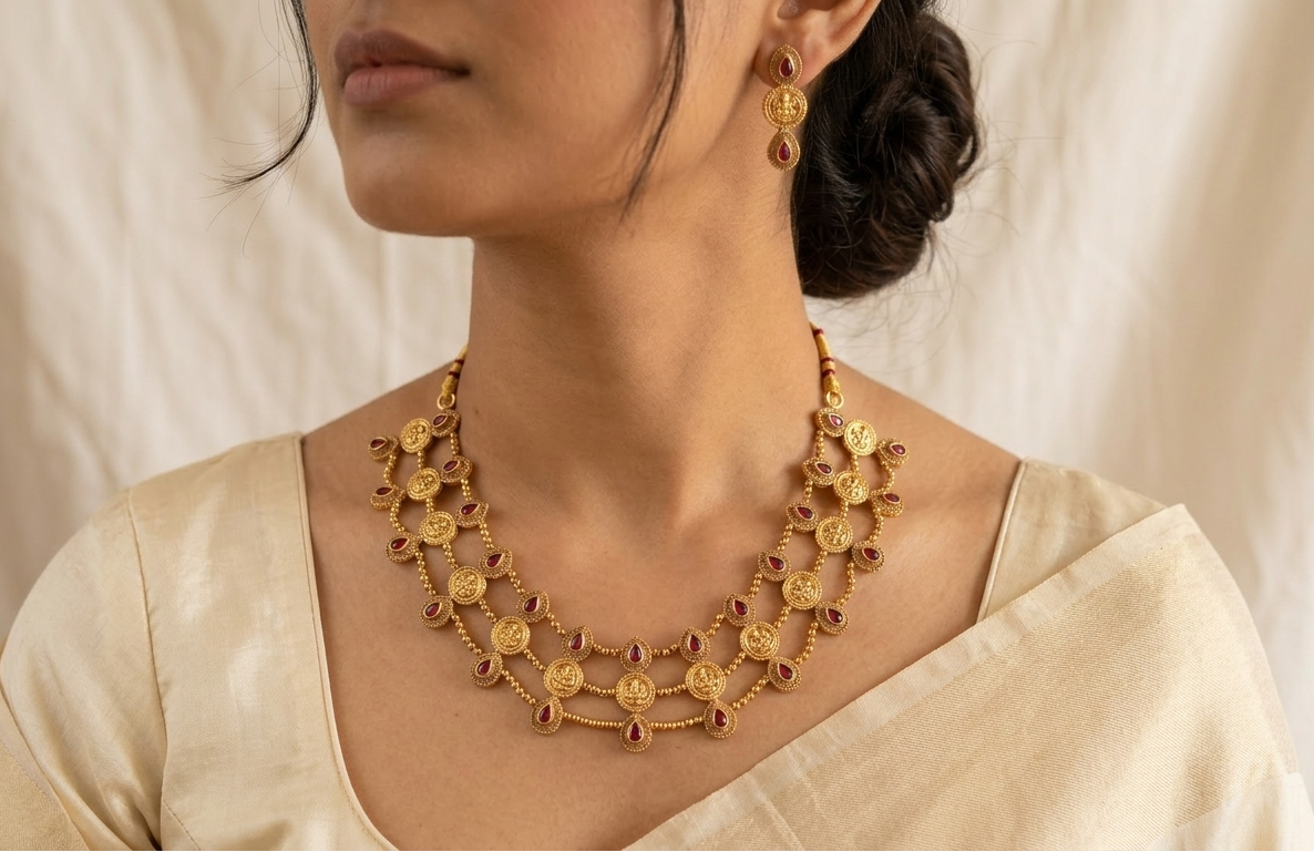 Layered Kaashu Necklace with Earrings