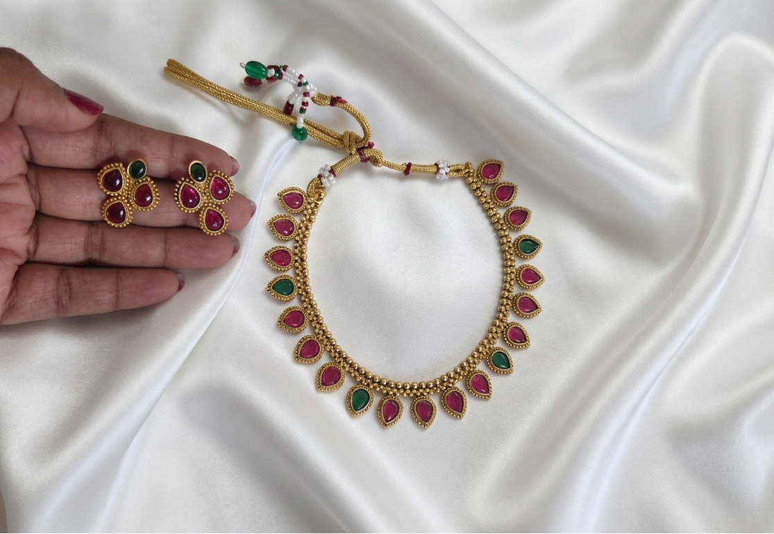 Teardrop Necklace with Earrings