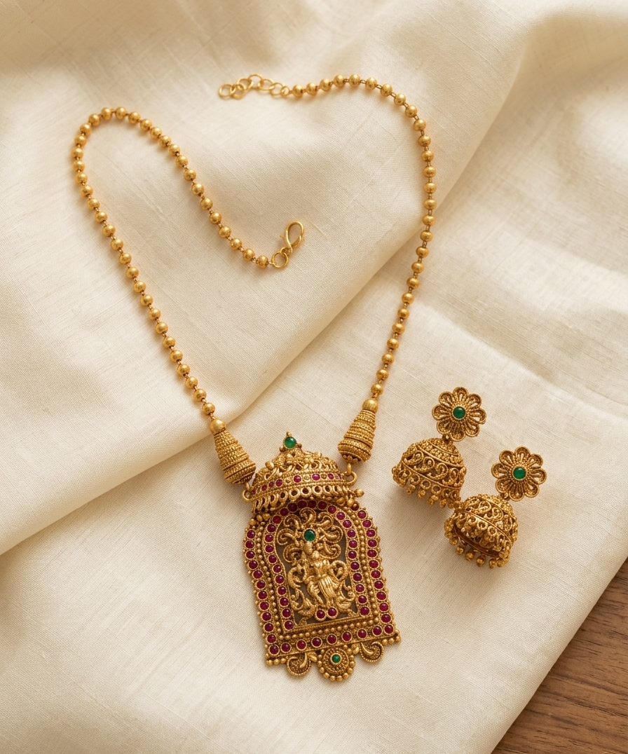 Radhe Krishna Necklace with Earrings