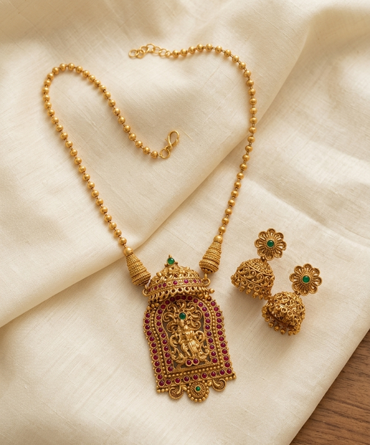Radhe Krishna Necklace with Earrings