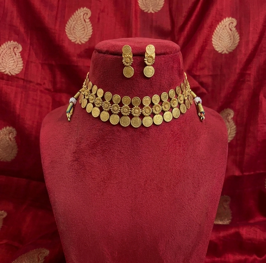 Lakshmi Coin Choker with Earrings