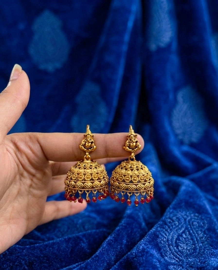 Elegant Temple Ganesha Jhumka