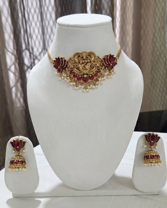 Lakshmi Lotus Chocker with Earrings