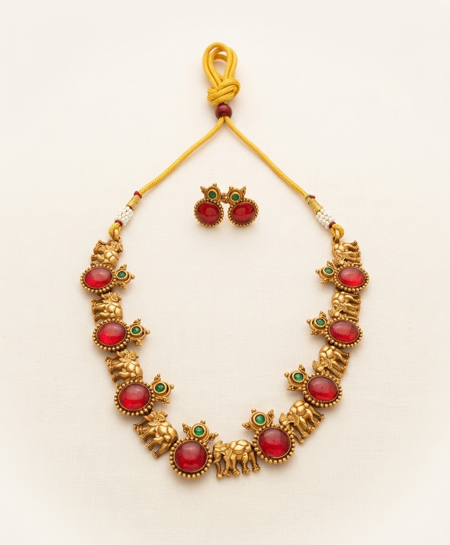 Simple Kemp Multicolor Necklace with Earrings