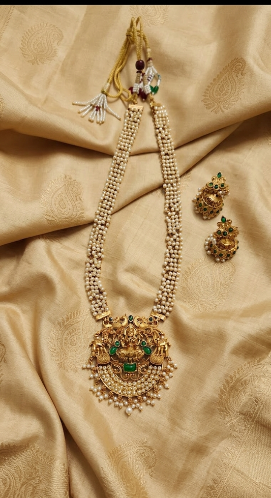 Premium Beaded Antique Haaram with Jhumka