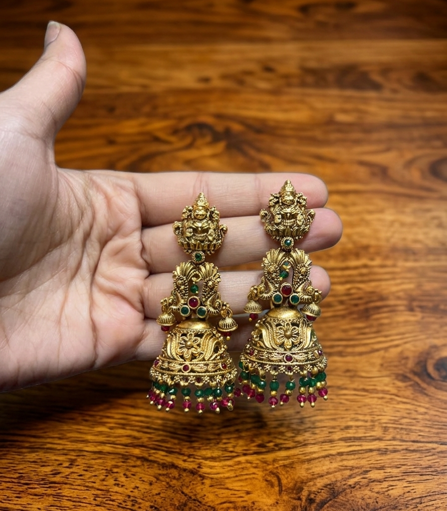 Lakshmi Peacock Antique Jhumka