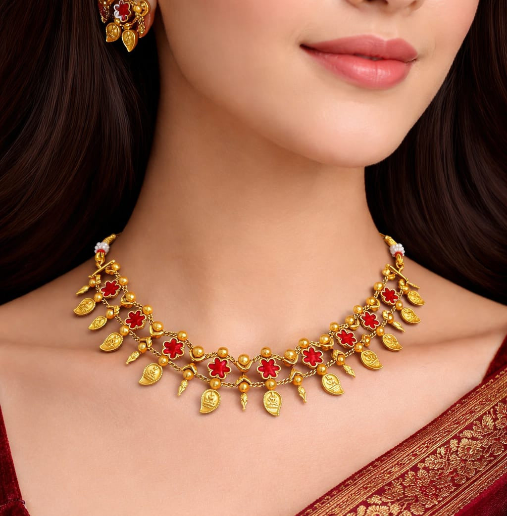 Temple Floral Chocker with Earrings