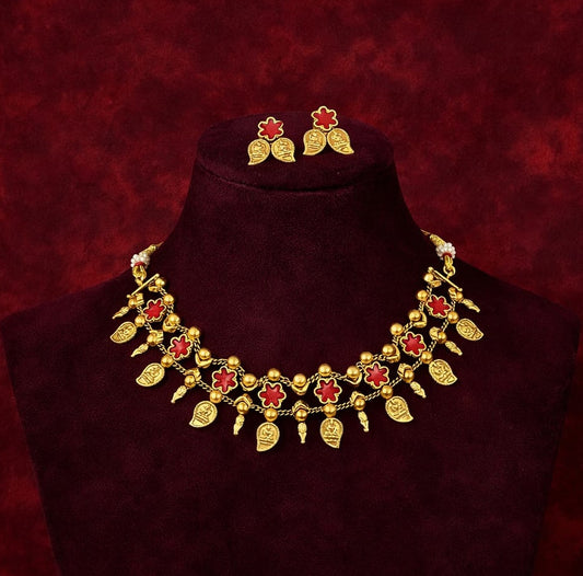 Temple Floral Chocker with Earrings