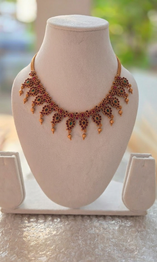 Adhishta Kemp Necklace with Jhumka