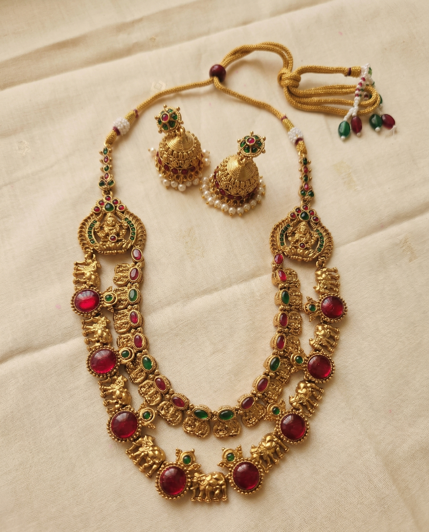 Gold Replica Double Layered Necklace with Earrings