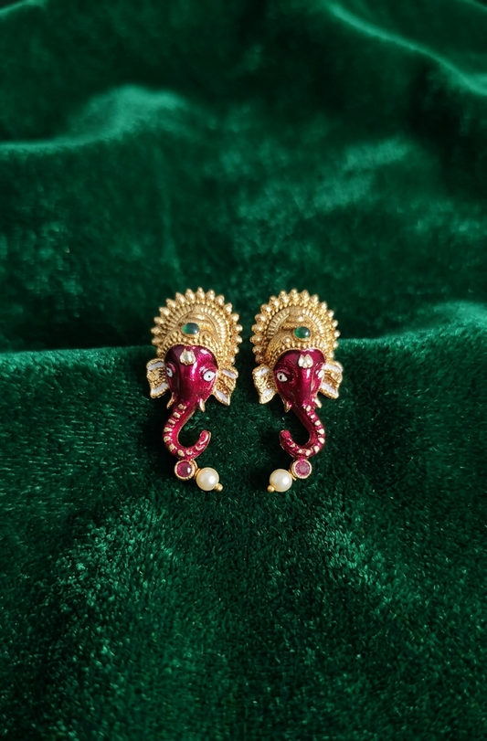 Beaded Ganesha Pendant Haaram with Earrings