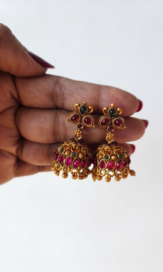 Adhishta Kemp Necklace with Jhumka