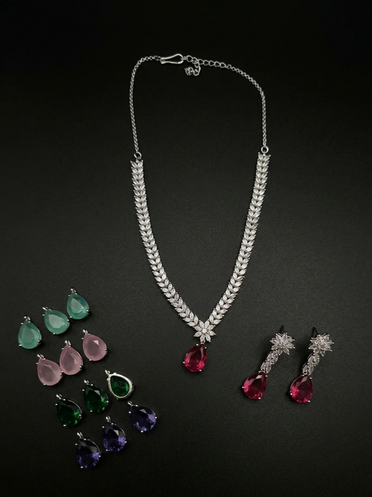 Interchangable Pendant Necklace with Earrings
