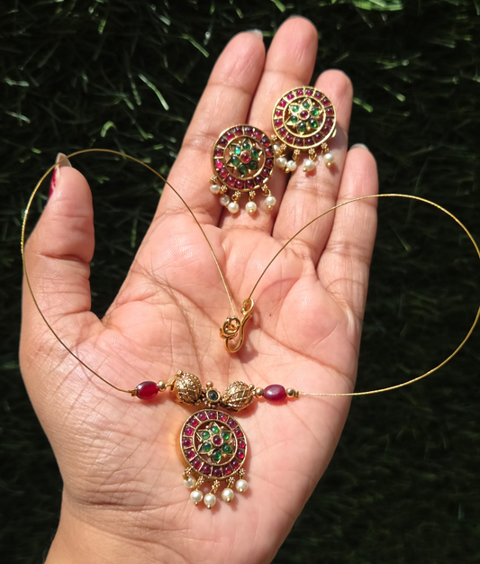 Invisible Chain with Pendant and Earrings