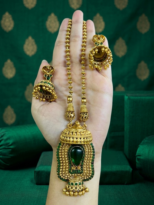Nidhi Emerald Necklace with Earrings