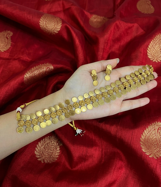 Lakshmi Coin Choker with Earrings