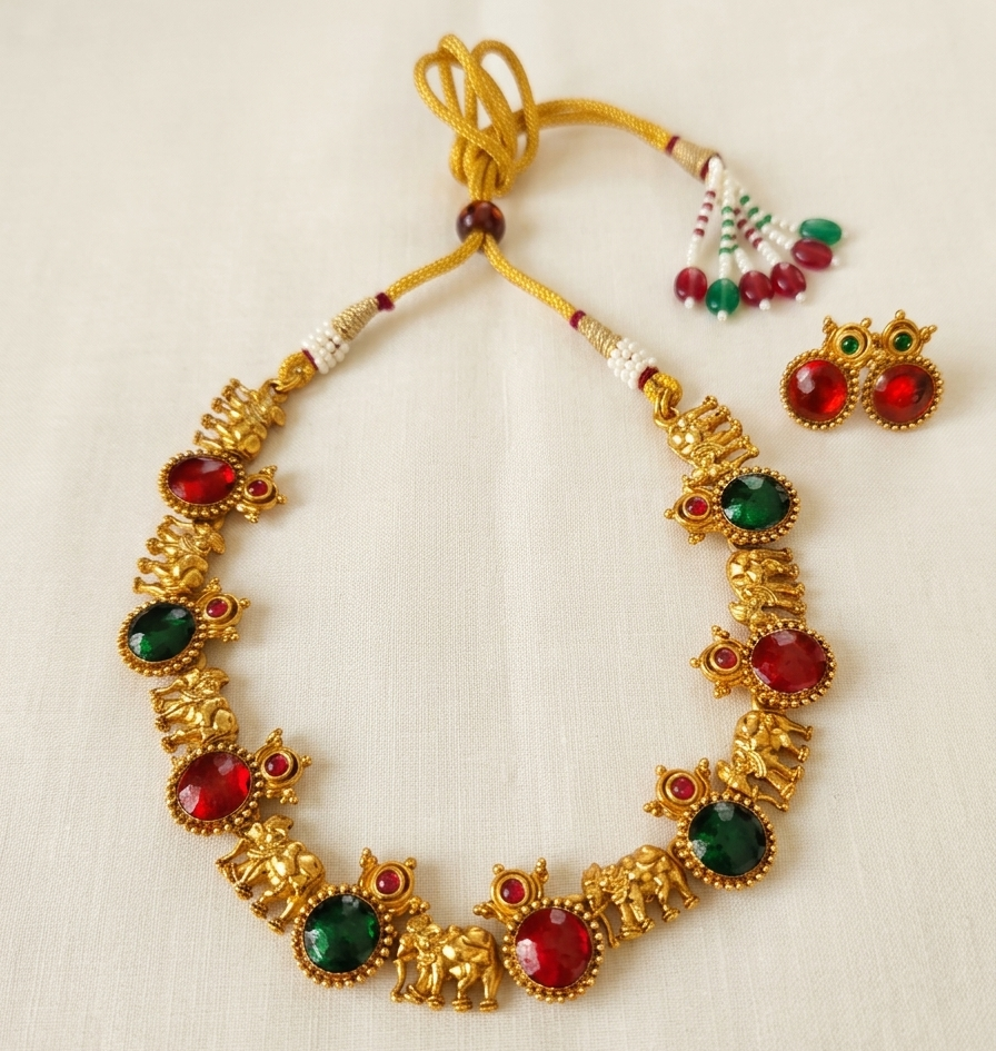 Simple Kemp Multicolor Necklace with Earrings