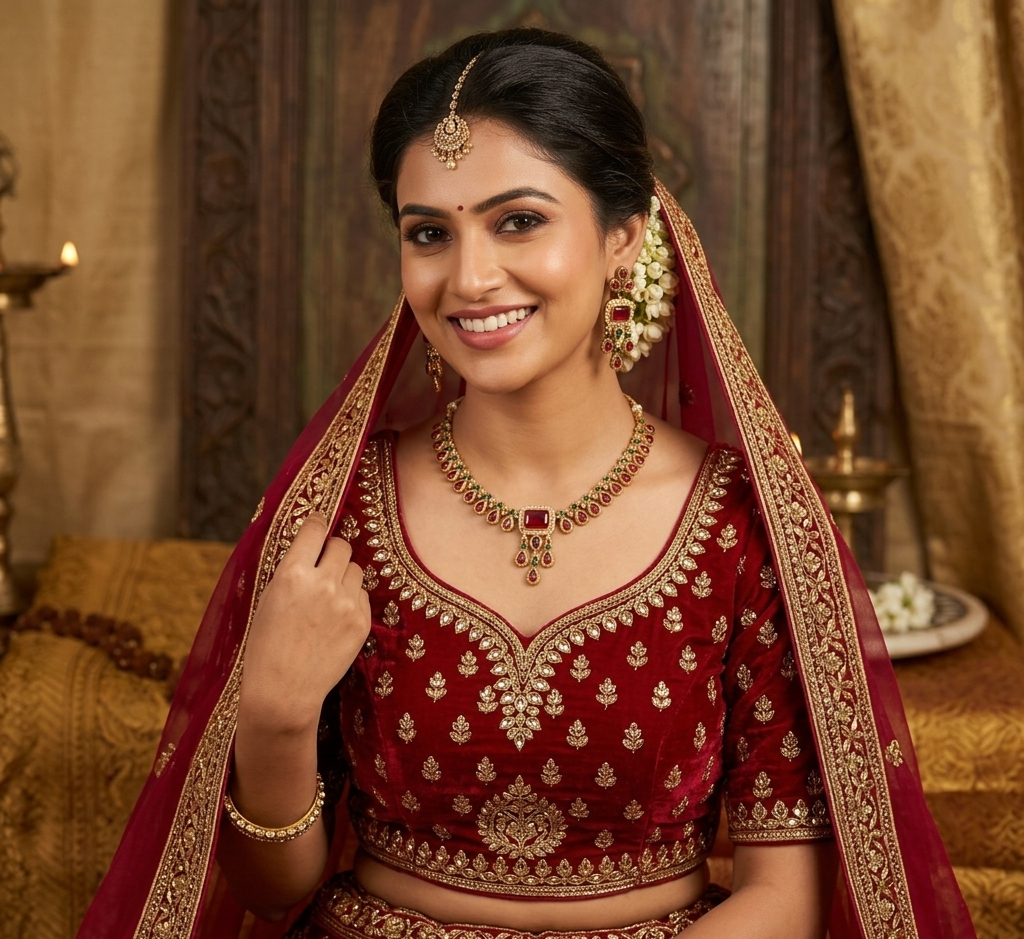 Rani Red Gemstone Necklace with Earrings