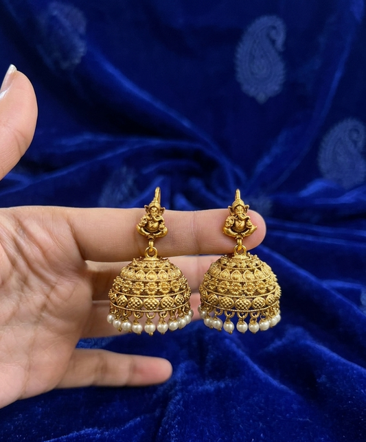 Elegant Temple Ganesha Jhumka