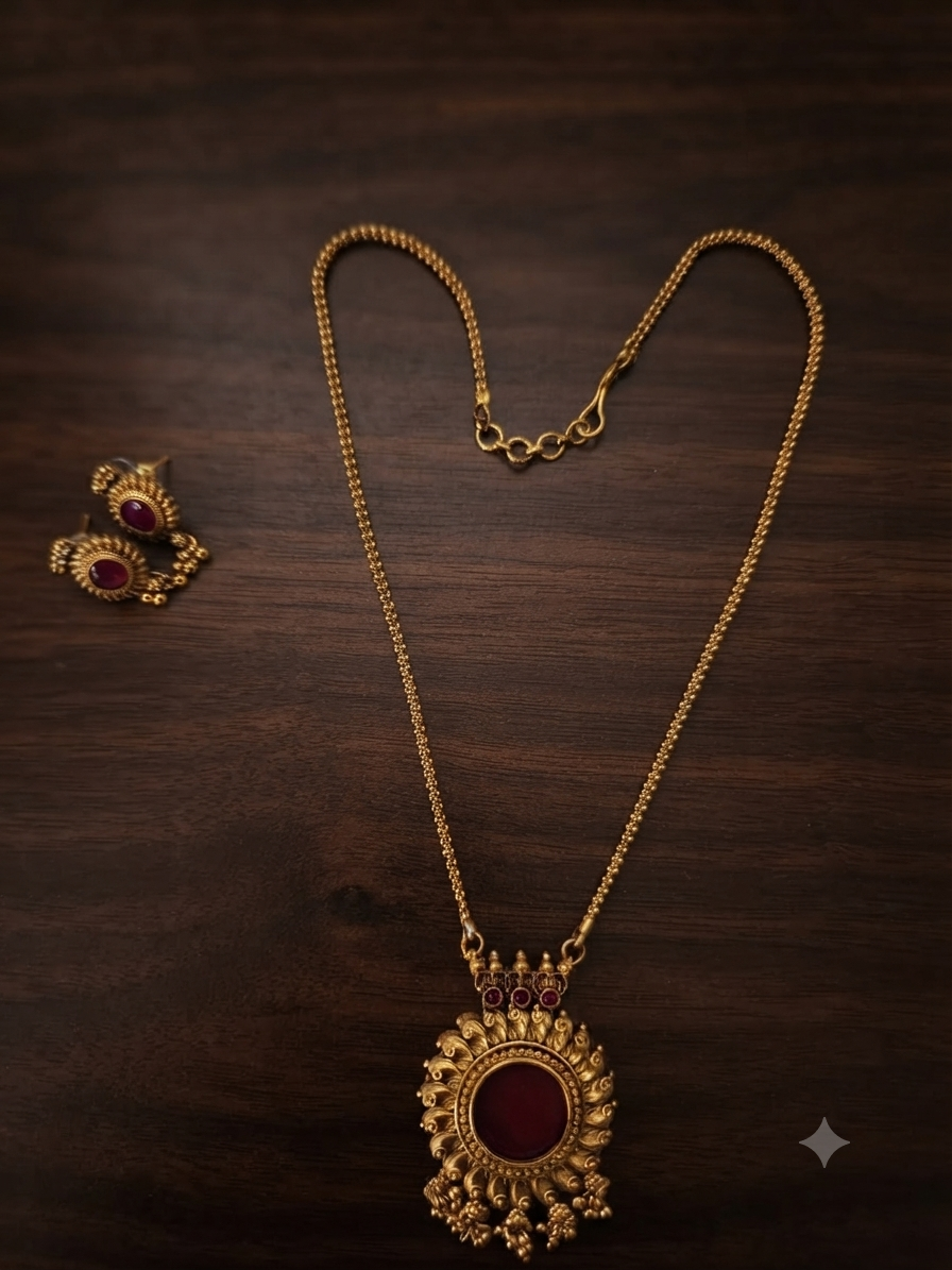 Red Enamel Pendant Chain