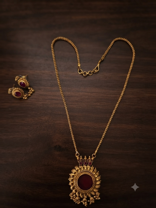 Red Enamel Pendant Chain