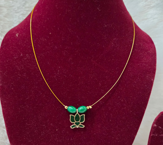 Invisible Necklace with Lotus Pendant